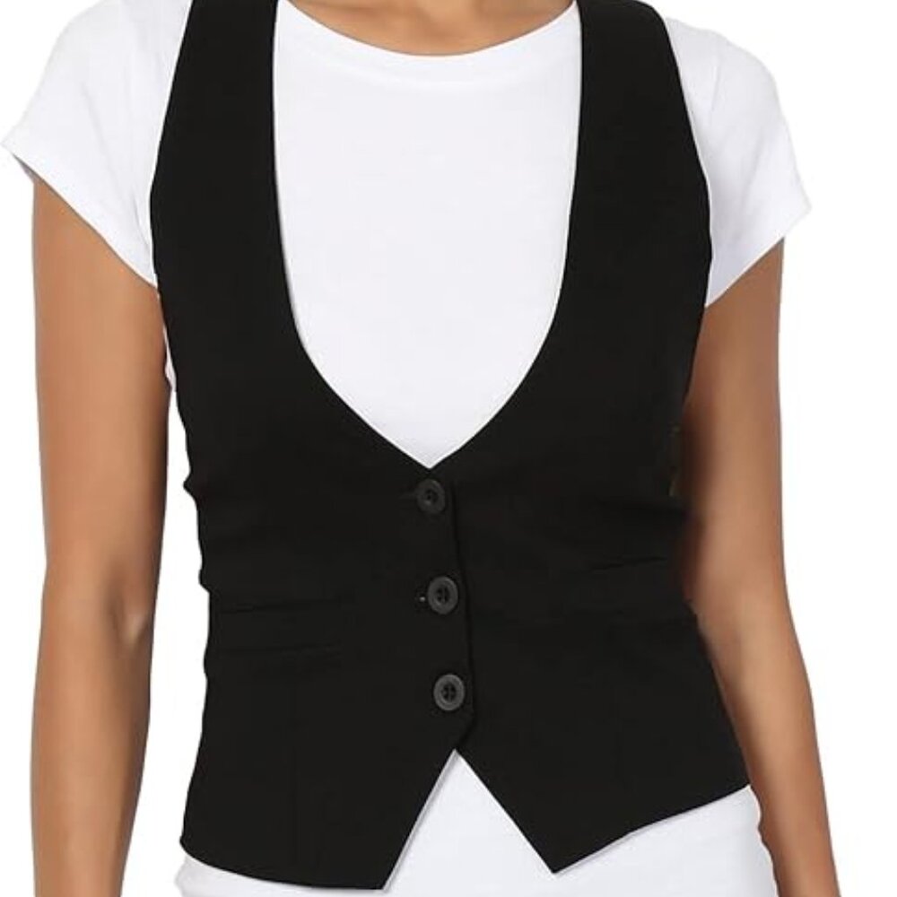 Women's black tuxedo vest size 3XL